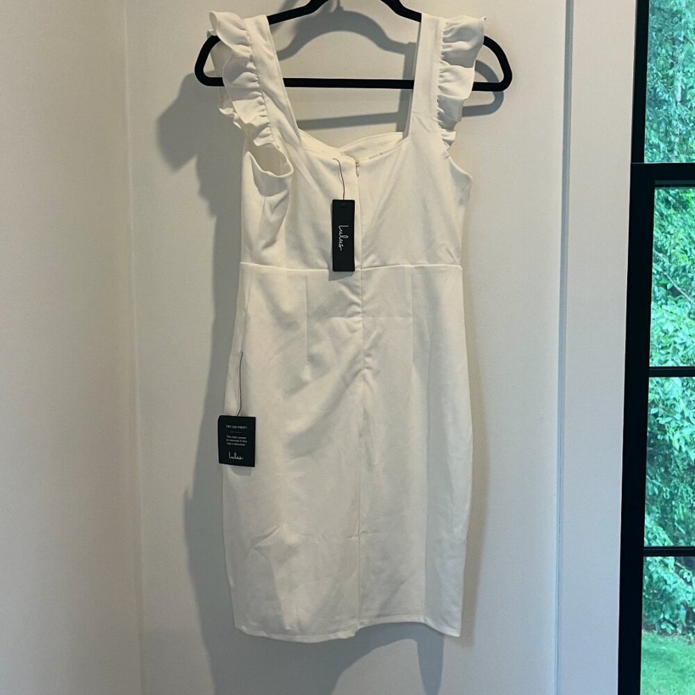 White Ruffled Bodycon Dress - Picture 3 of 3